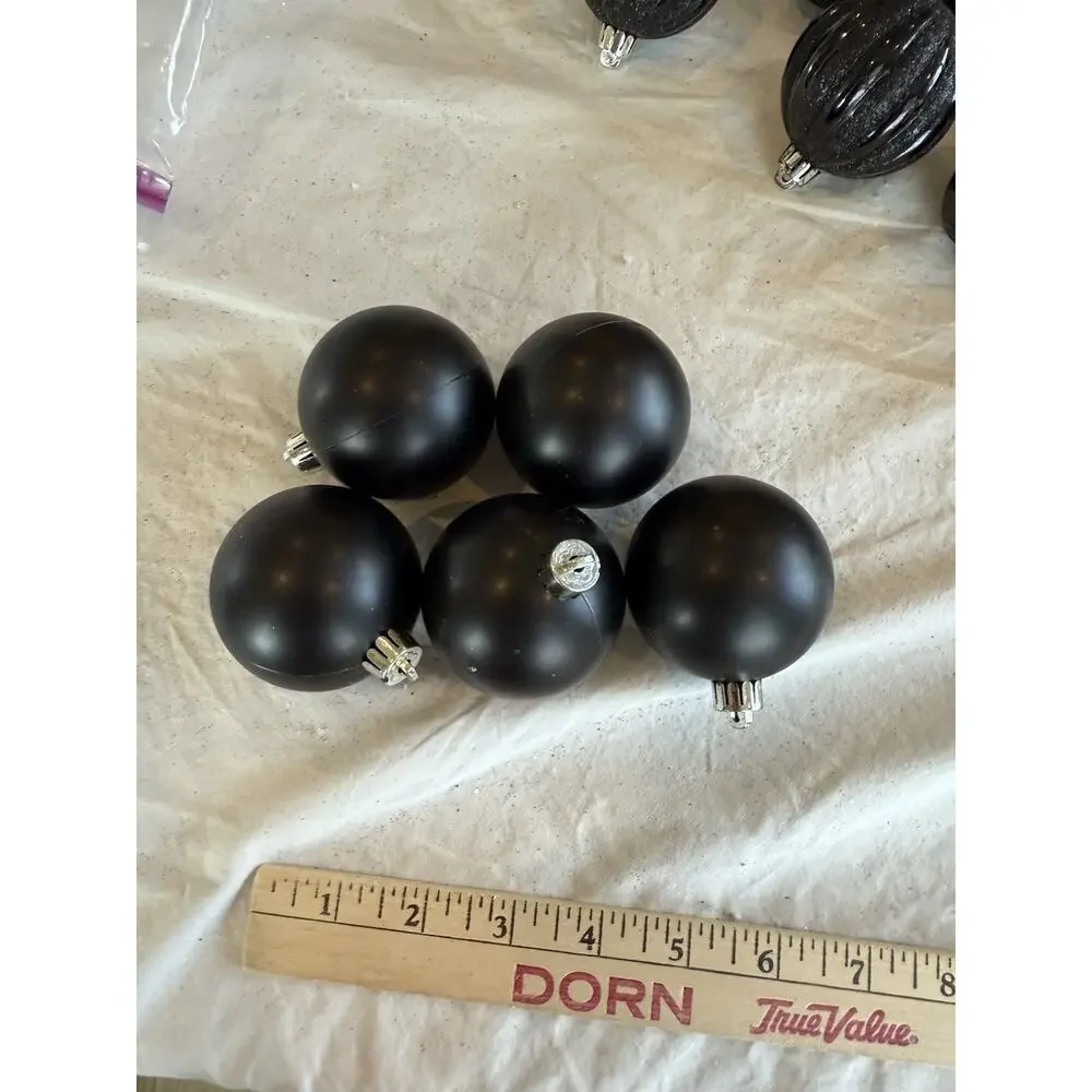25 Black White Christmas Tree Ornament‎ Assortment 22 Shatterproof 3 Glass Asst